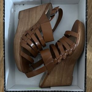 DV by Dolce Vita Brown Leather Wedge Sandals